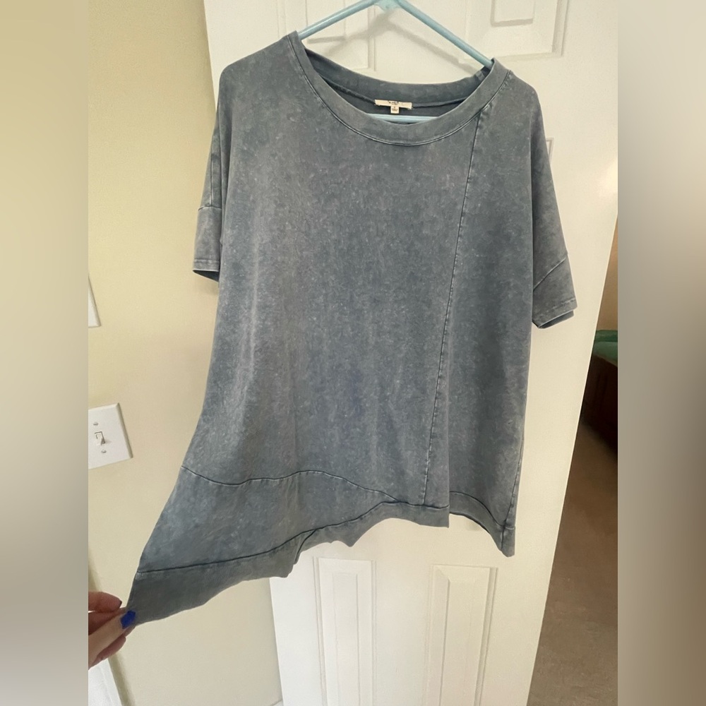 Casual Blue Asymmetrical Women oversized Top